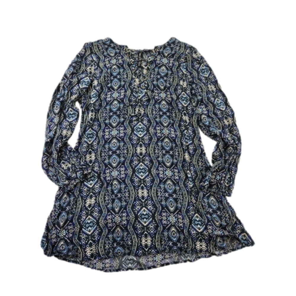 Design Lab Dress or Tunic Ladies Size Large Blue Geoprint
